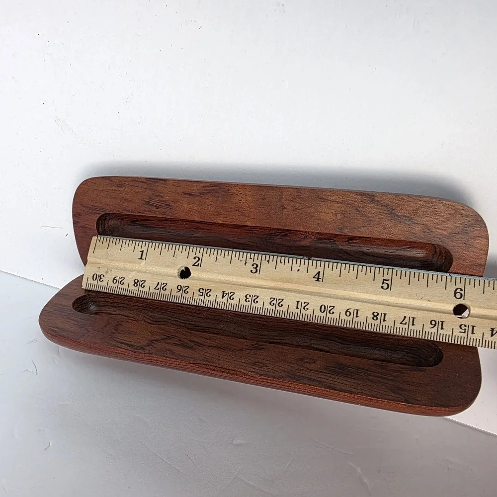Vintage Hawaiian Koa Wood Pen Case Single Slot Laser Engraved Hawaii Map Box
